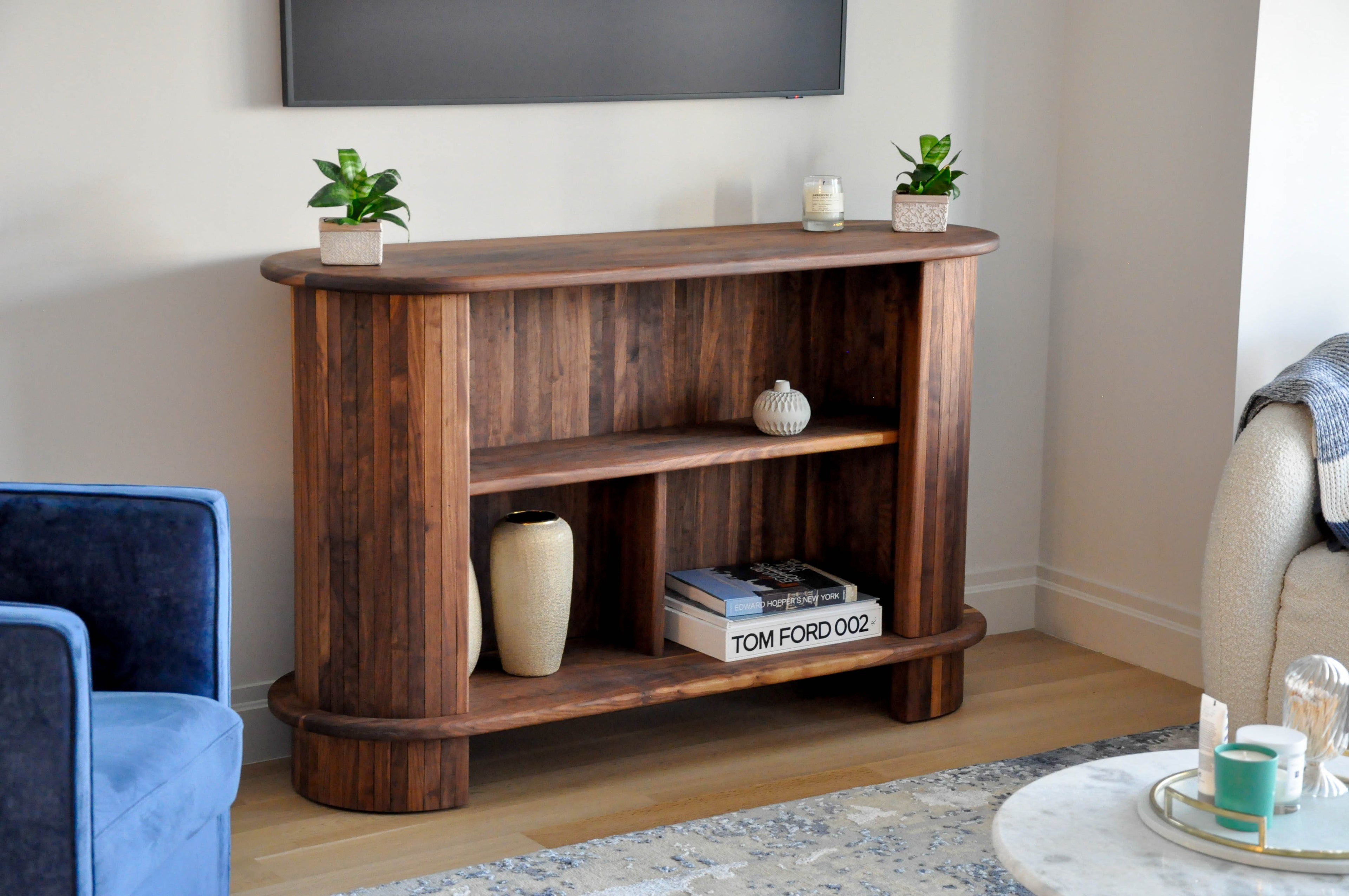 Slated Walnut TV Console