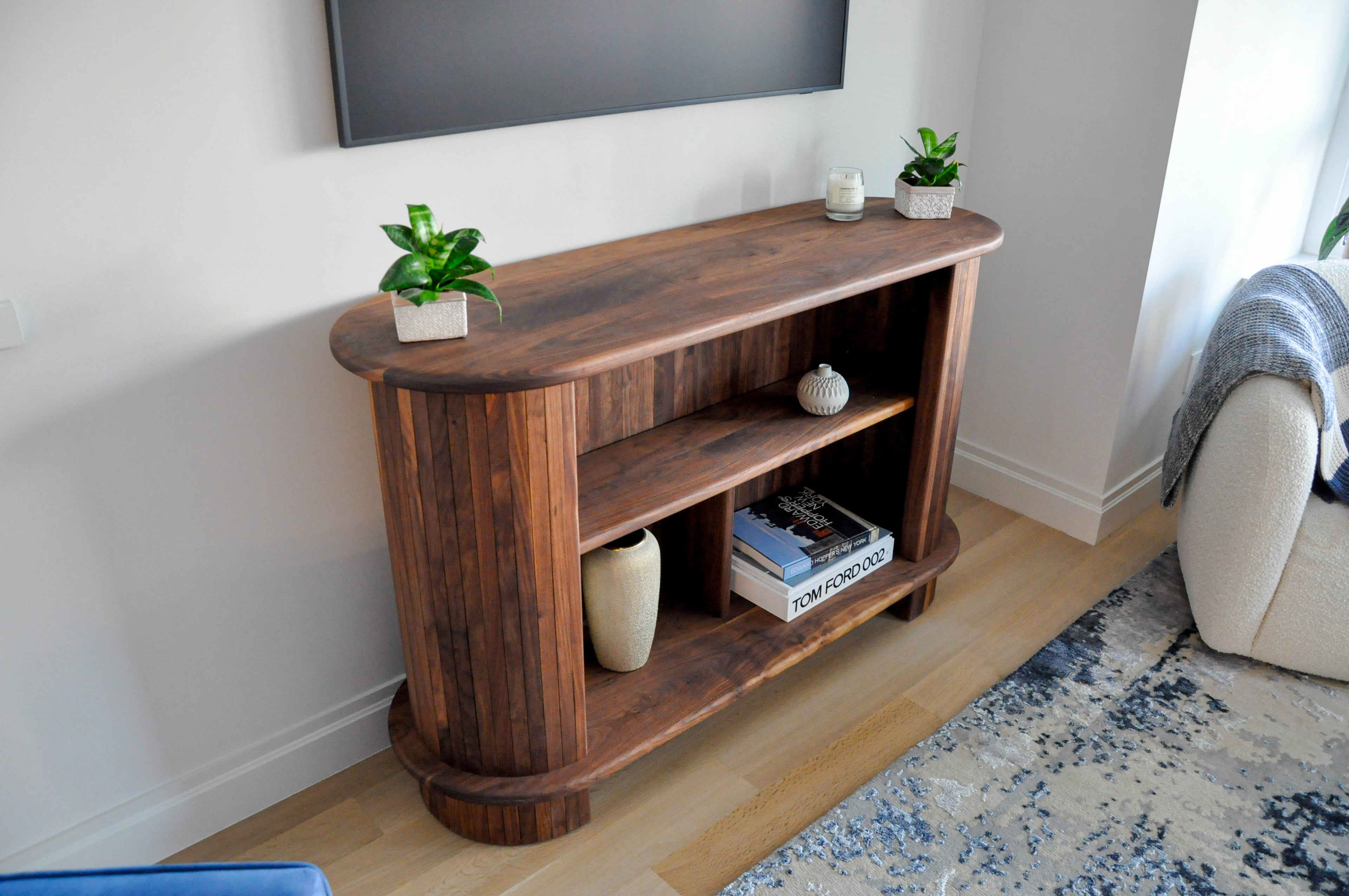 Slated Walnut TV Console