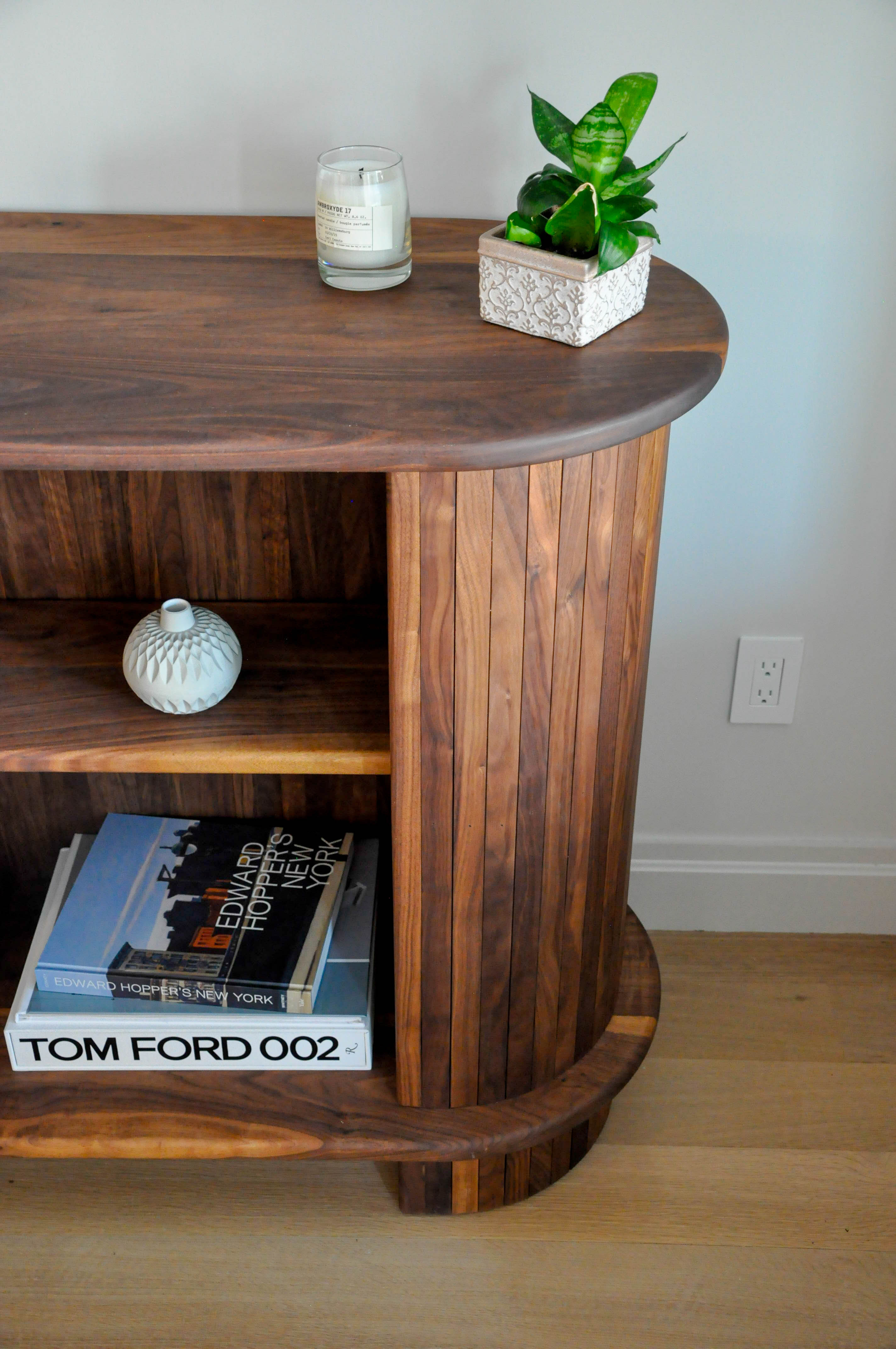 Slated Walnut TV Console