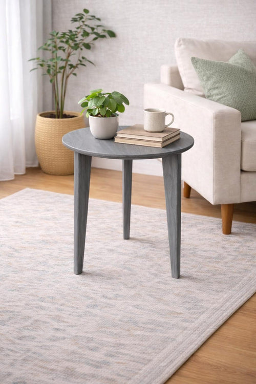 Solid Maple Round Side Table Slate Gray
