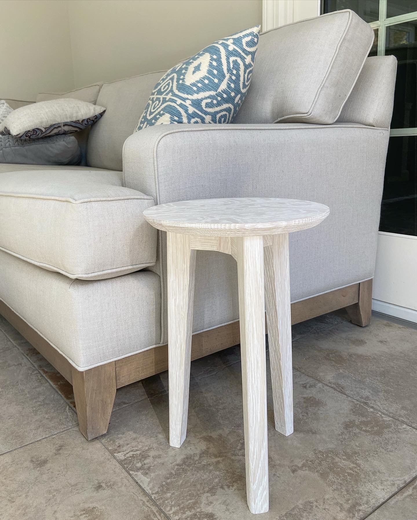 Bleached White Oak Side Table