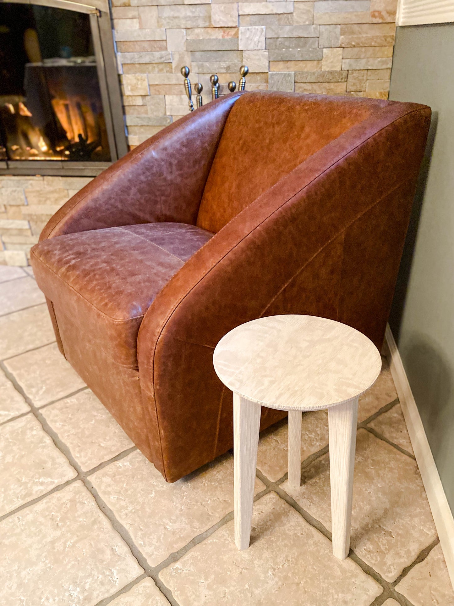 Bleached White Oak Side Table