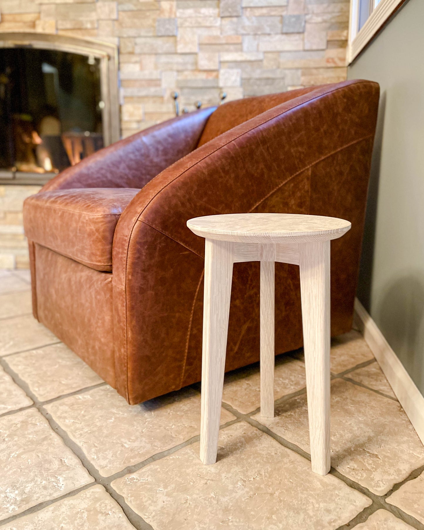 Bleached White Oak Side Table