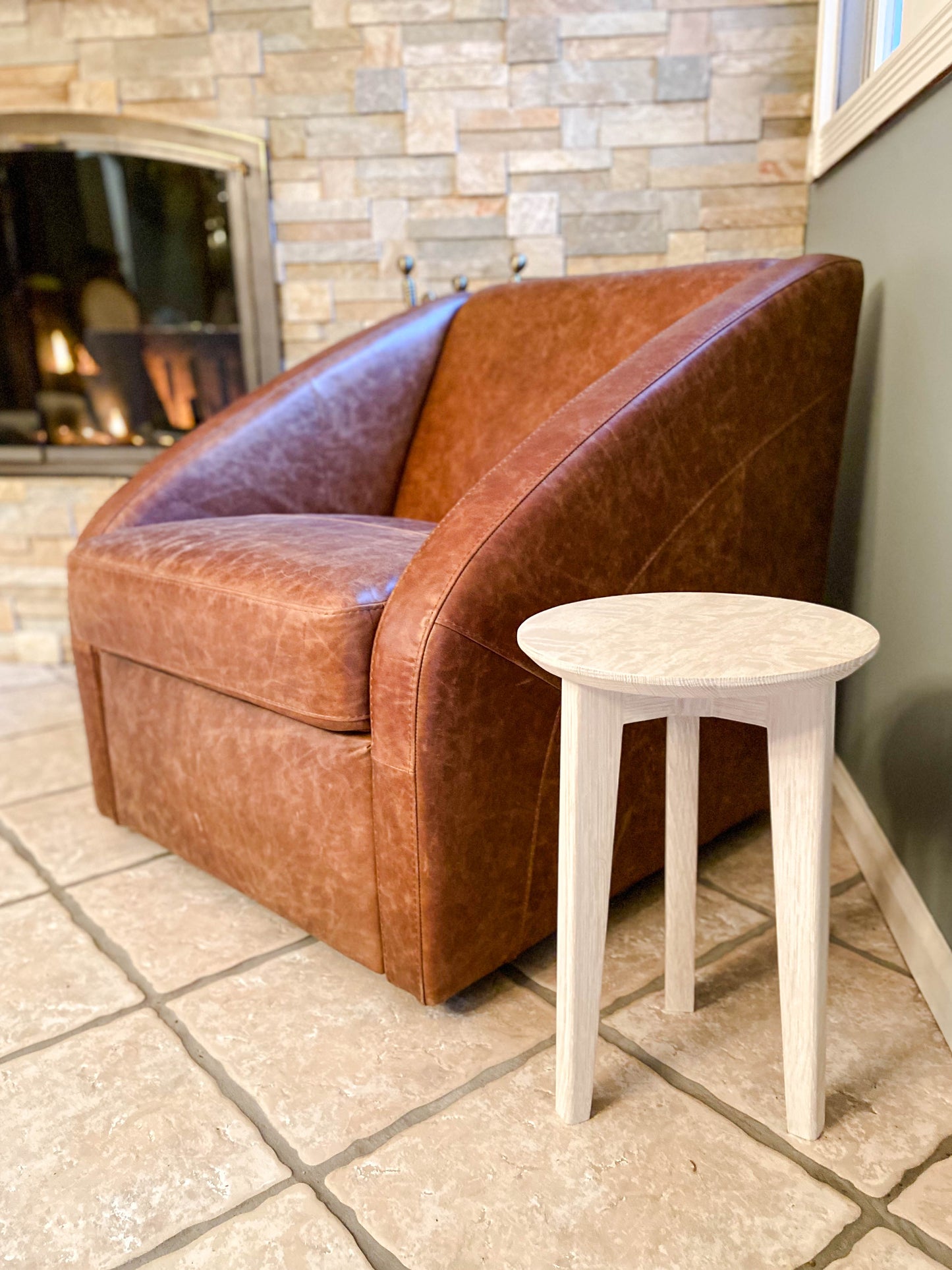 Bleached White Oak Side Table