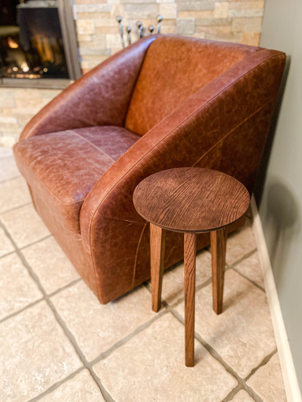 White Oak Side Table (Chocolate)