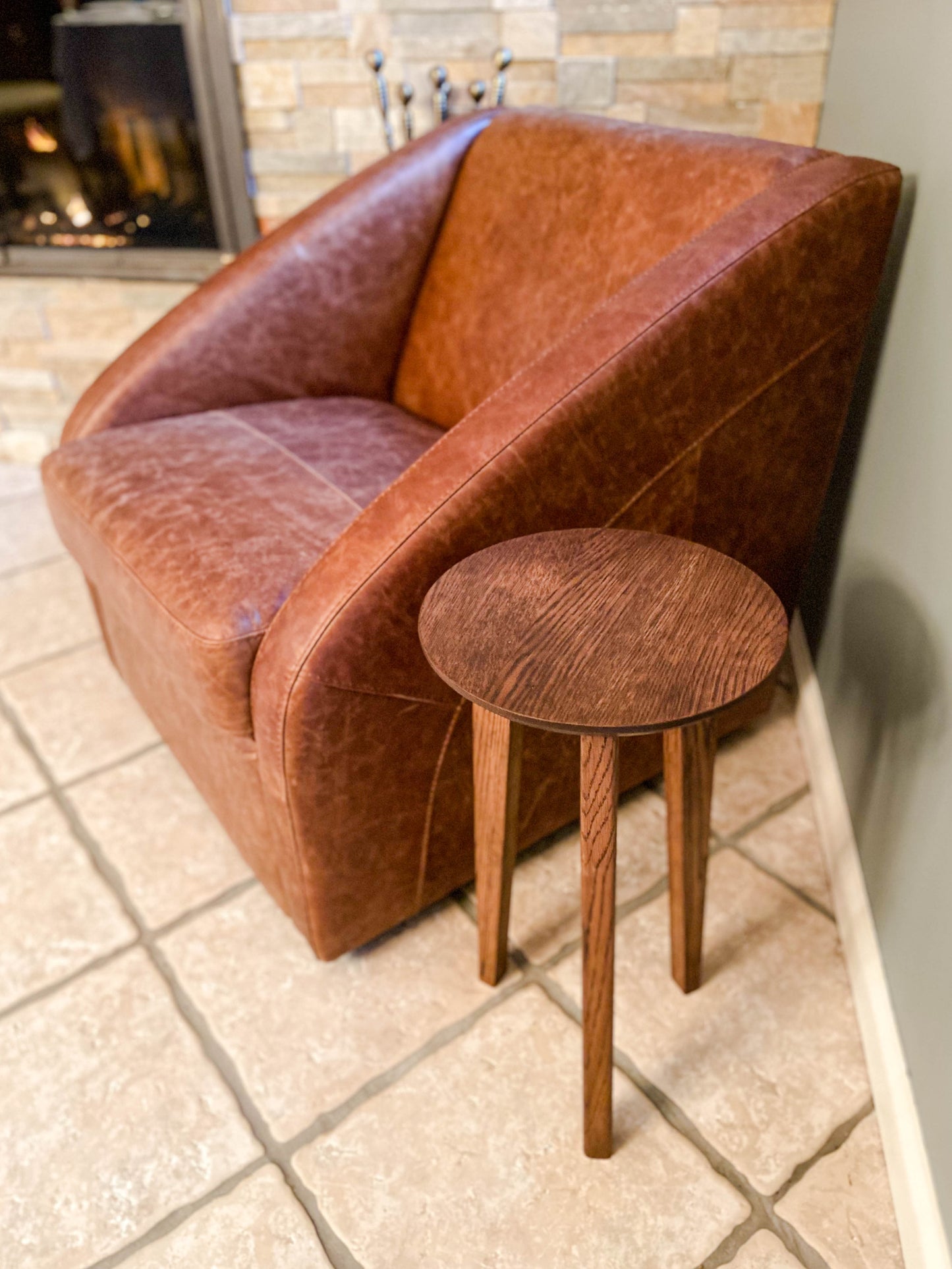 White Oak Side Table (Chocolate)