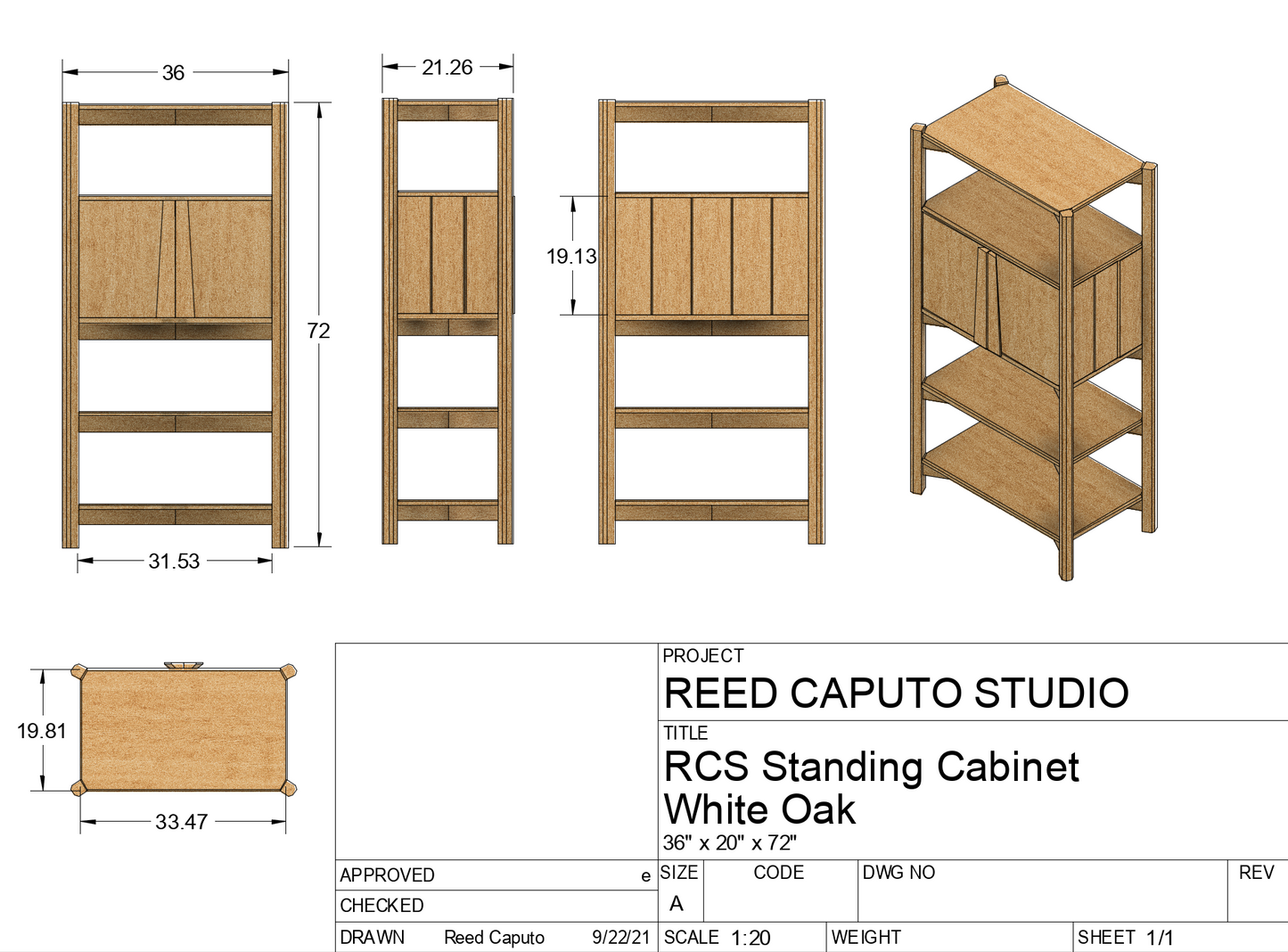 White Oak Standing Cabinet